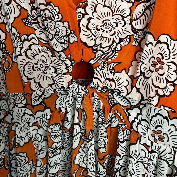 Nina Parker Orange Floral Maxi Dress Cover Up Resortwear Vacation Plus Size 4X - Picture 10 of 11